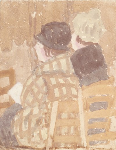 Dwie kobiety siedzące w kościele (akwarela na papierze) autorstwa Gwen John