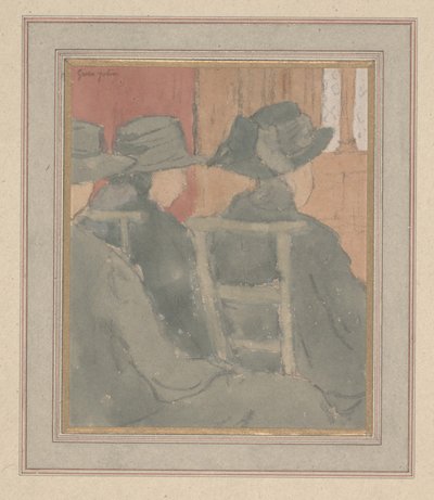 Kobieta i sierota w kościele (węgiel i akwarela na papierze) autorstwa Gwen John