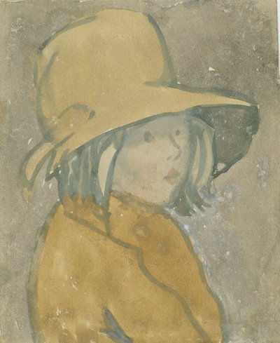 Młoda dziewczyna w brązowym kapeluszu i płaszczu (akwarela na papierze) autorstwa Gwen John