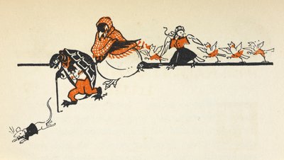 Różne zwierzęta z Caucus Race, w tym mysz, żółw, kruk i pisklęta. autorstwa Gwynedd M. Hudson
