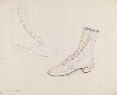 Buty ślubne Quaker, c. 1936. autorstwa Gwyneth King