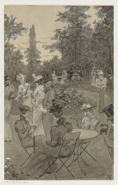 Rekreacyjni ludzie w parku autorstwa H.C. Louwerse (signed by artist)