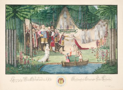 Przyjęcie Christiana VII w Elizjum przez jego przodków autorstwa H.G. Beenfeldt