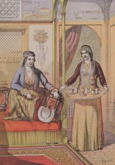 Armeńskie Damy w domu, grawerowane przez Charlesa Parsonsa, 1862 autorstwa H.J. van Lennep