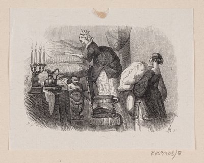 Ilustracja do „Księżniczki na ziarnku grochu” w H.C. Andersen, „Baśnie i historie”, tom 1 autorstwa H.P. Hansen