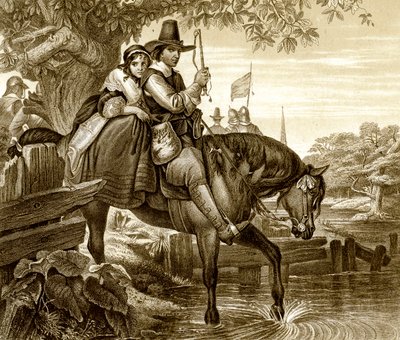 Karol II w przebraniu pomagał w ucieczce przez Jane Lane, 1651, XIX wiek. autorstwa H. Bourne