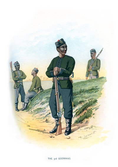 Trzeci Goorkhas, ok. 1890 r. autorstwa H. Bunnett