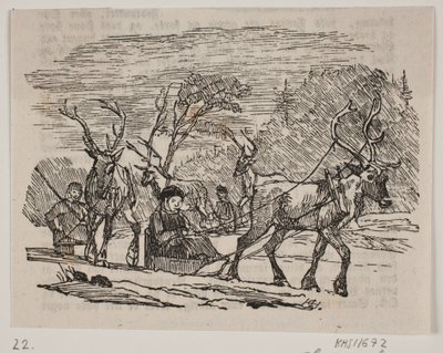 Kulig z reniferami autorstwa H. C. Henneberg