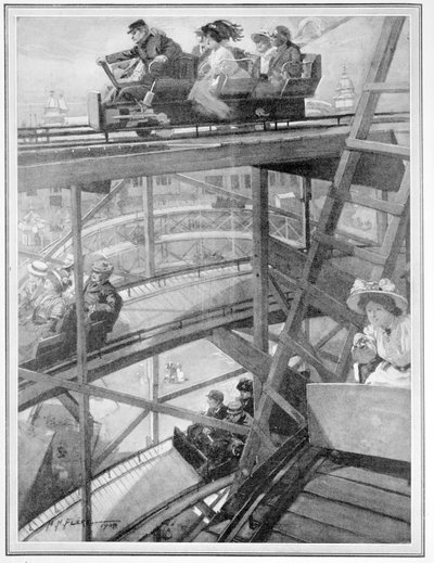 Spiralna kolejka na wystawie francusko-brytyjskiej, 1908 autorstwa H. H. Flere