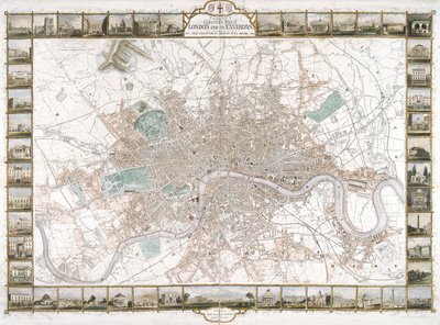 Mapa Londynu, 1851 autorstwa H Lacey
