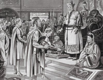 Chiński cesarz otrzymuje misję (litografia) autorstwa H. M. (after) Burton