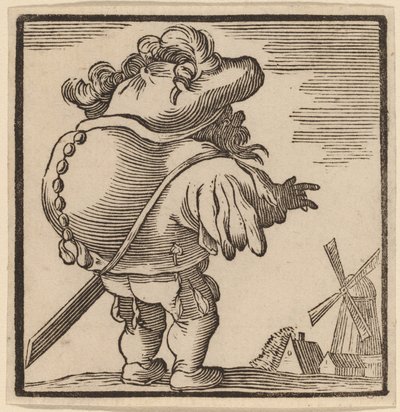 Garbus patrzący na wiatrak autorstwa H. Numan after Jacques Callot