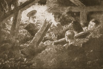 podporucznik C.F.H. Calvert odkopuje i ratuje dwóch mężczyzn z kopalni-galerii, która wpadła w autorstwa H. Ripperger