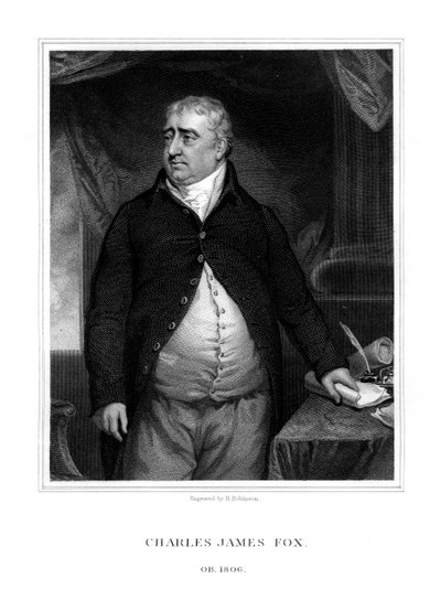 Charles James Fox, polityk brytyjski, 1833. autorstwa H. Robinson