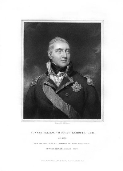 Edward Pellew, 1. wicehrabia Exmouth, brytyjski oficer marynarki, 1834. autorstwa H. Robinson