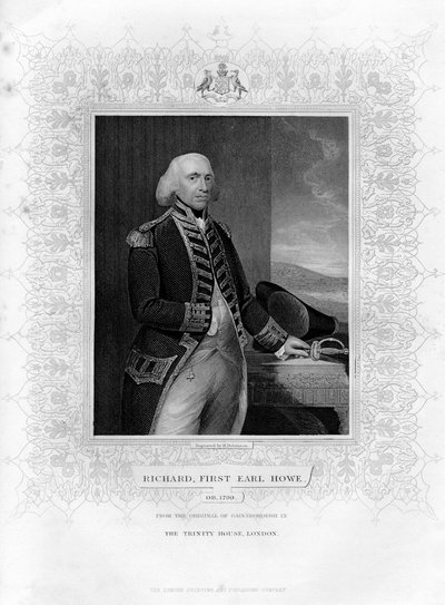 Richard Howe 1726-1799, 1. hrabia Howe, admirał angielski, XIX wiek. autorstwa H. Robinson