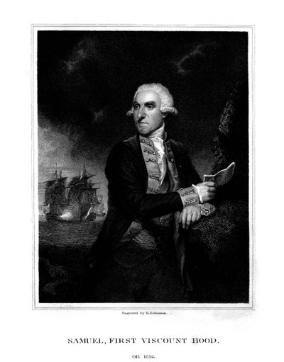 Samuel Hood, 1. wicehrabia Hood, admirał brytyjski, 1831. autorstwa H. Robinson