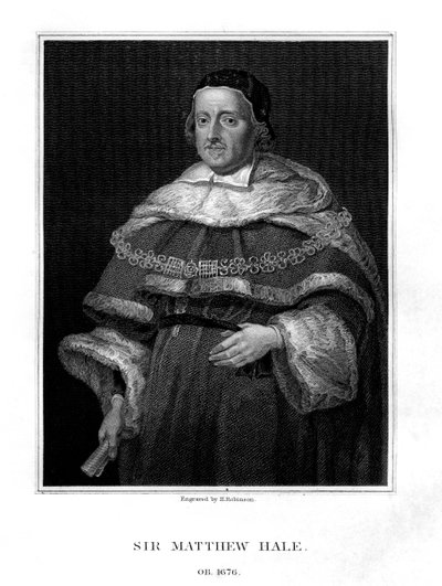 Sir Matthew Hale, Lord Naczelny Sędzia Anglii, 1829. autorstwa H. Robinson
