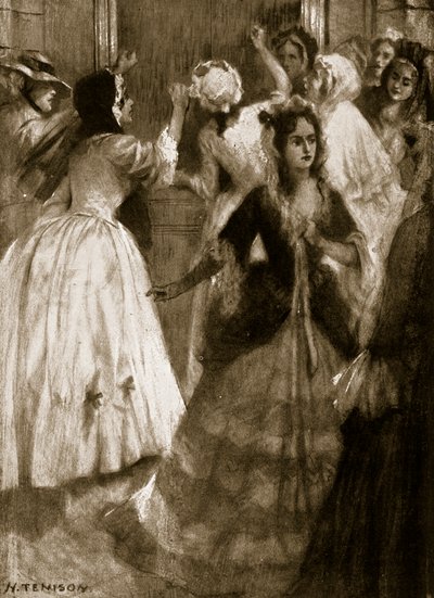 Damy walczące o wejście do Izby Lordów, 1758, ilustracja z Hutchinsons Story of the British Nation, ok. 1923 autorstwa H. Tenison