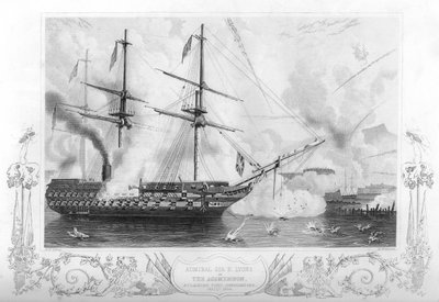HMS Agamemnon atakuje Fort Constantine, 1854 1857. autorstwa H. Winkles