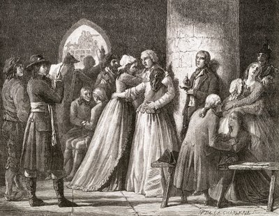 Apel skazańców, 1794, z "Histoire de la Revolution Francaise" Louisa Blanca (1811-82), rytowany przez Paula Jonnarda (zm.1902) 1847-62 autorstwa H. de la Charlerie