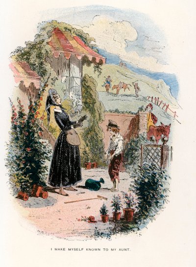 Ilustracja do filmu "David Copperfield" (kolorowa litografia) autorstwa Hablot Knight (1815-92) (after) Browne