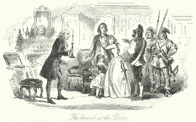 Pukanie do drzwi (grawerunek) autorstwa Hablot Knight (1815-92) (after) Browne