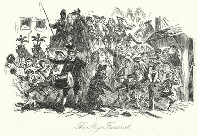 Pogrzeb szpiega (rycina) autorstwa Hablot Knight (1815-92) (after) Browne