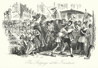 Zatrzymanie przy fontannie (rycina) autorstwa Hablot Knight (1815-92) (after) Browne