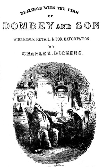 Dombey & Son autorstwa Charlesa Dickensa. Strona tytułowa autorstwa Hablot Knight Browne