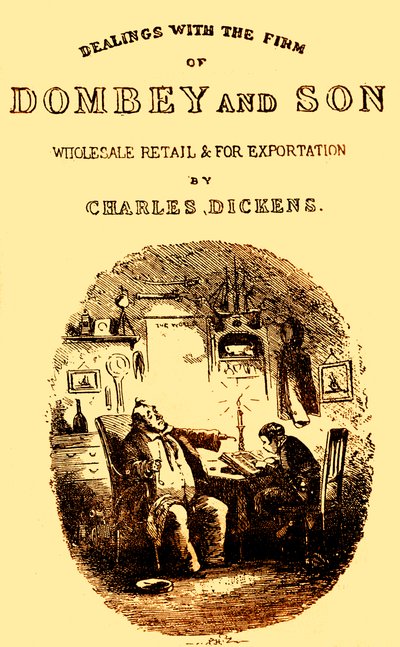 Dombey & Son autorstwa Charlesa Dickensa. Strona tytułowa autorstwa Hablot Knight Browne