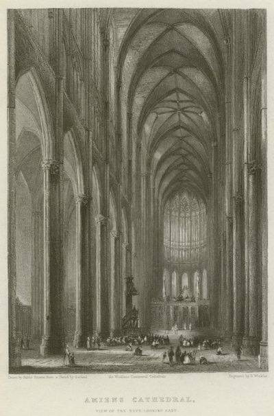 Katedra w Amiens, widok na nawę, patrząc na wschód autorstwa Hablot Knight Browne