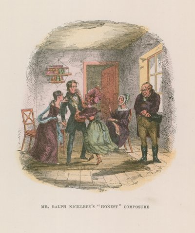 Ilustracja do Mikołaja Nickleby autorstwa Hablot Knight Browne