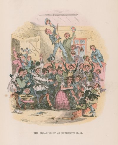 Ilustracja do Mikołaja Nickleby autorstwa Hablot Knight Browne