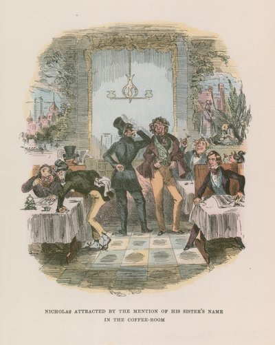 Ilustracja do Mikołaja Nickleby autorstwa Hablot Knight Browne
