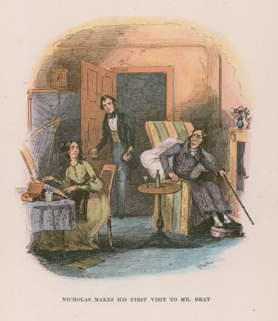 Ilustracja do Mikołaja Nickleby autorstwa Hablot Knight Browne