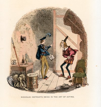 Ilustracja do Mikołaja Nickleby autorstwa Hablot Knight Browne