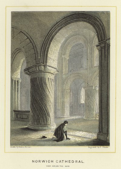 Katedra w Norwich, widok przez nawę autorstwa Hablot Knight Browne