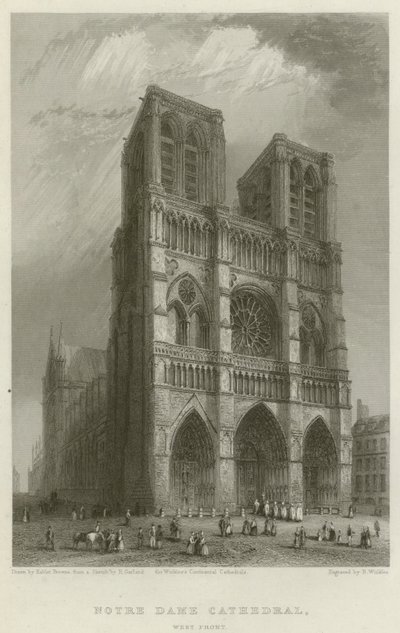 Katedra Notre Dame, front zachodni autorstwa Hablot Knight Browne
