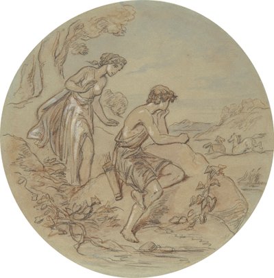 Jeden z osiemnastu projektów serii talerzy przedstawiających Wenus i Adonisa autorstwa Hablot Knight Browne