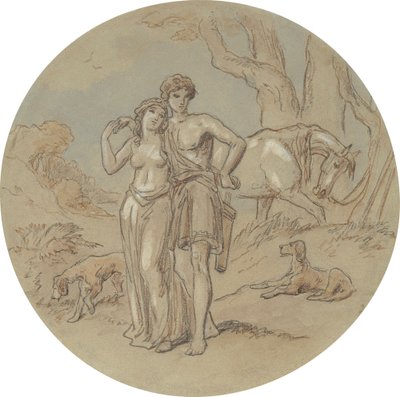 Jeden z osiemnastu projektów serii talerzy przedstawiających Wenus i Adonisa autorstwa Hablot Knight Browne
