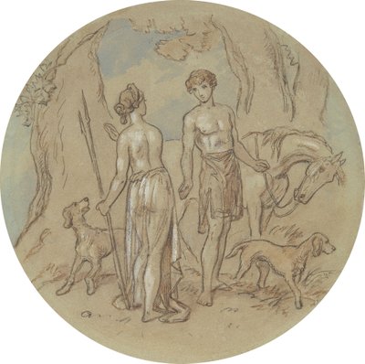 Jeden z osiemnastu projektów serii talerzy przedstawiających Wenus i Adonisa autorstwa Hablot Knight Browne