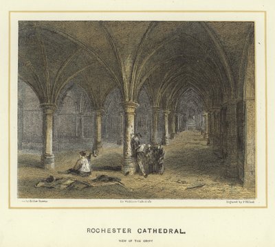 Katedra w Rochester, widok na kryptę autorstwa Hablot Knight Browne