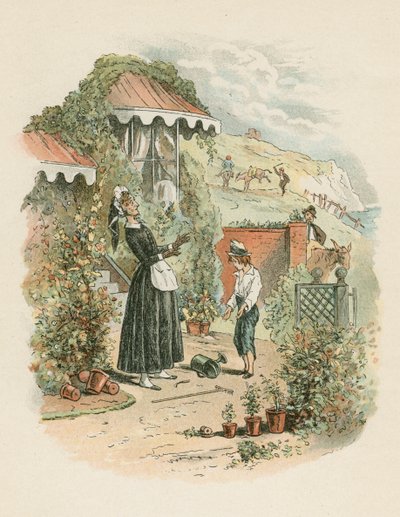 Scena z Davida Copperfielda autorstwa Charlesa Dickensa, 1849-1850 autorstwa Hablot Knight Browne