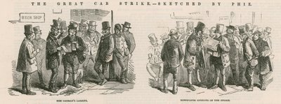 The Great Cab Strike - szkice Phiz autorstwa Hablot Knight Browne