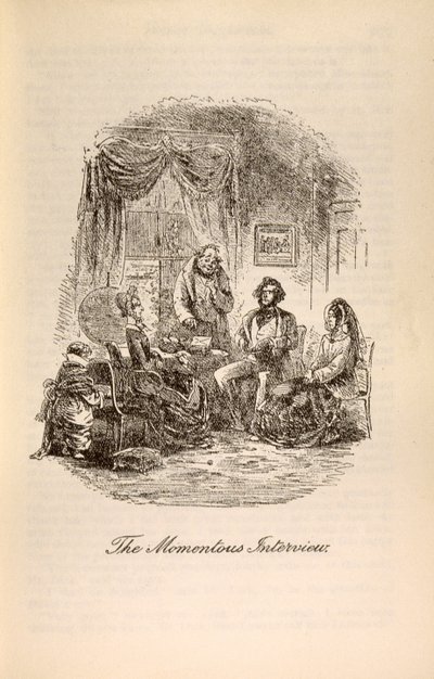 „The Momentous Interview” z „Dawida Copperfielda” Charlesa Dickensa (1812-70) autorstwa Hablot Knight Browne