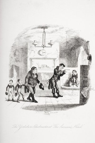 Nauczyciel z Yorkshire na czele Saracenów, ilustracja z „Nicholas Nickleby” Charlesa Dickensa (1812-70) opublikowana w 1839 r. autorstwa Hablot Knight Browne