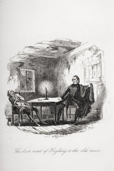 Ostatnia wizyta Heylinga u starca, ilustracja z „Papierów Pickwicka” Charlesa Dickensa (1812-70) opublikowana w 1837 r. autorstwa Hablot Knight Browne