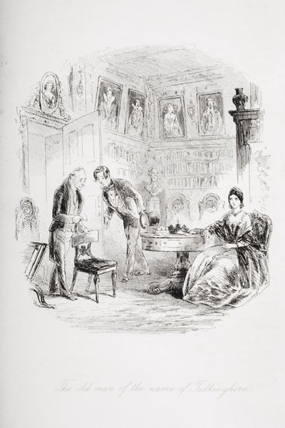 Stary człowiek imieniem Tulkinghorn, ilustracja z „Ponurego domu” Charlesa Dickensa (1812-70) opublikowana w 1853 r. autorstwa Hablot Knight Browne