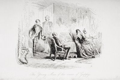 Młody człowiek o imieniu Guppy, ilustracja z „Ponurego domu” Charlesa Dickensa (1812-70) opublikowana w 1853 r. autorstwa Hablot Knight Browne